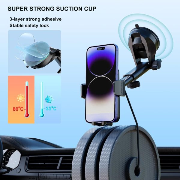 Car Phone Holder Phone Mount for Car Windshield Dashboard Au... - Image 3
