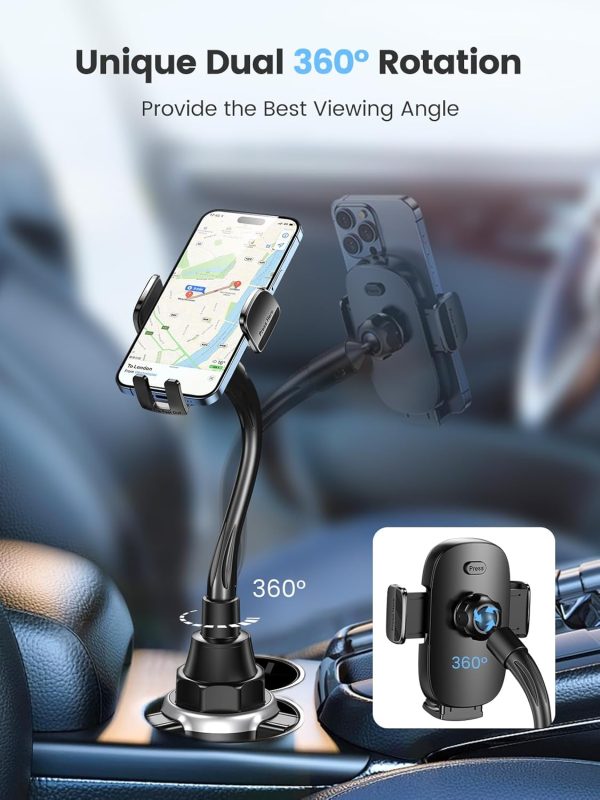 Zewwen Car Phone Holder, Dual 360° Rotate Gooseneck Cup Hold... - Image 7