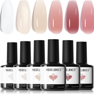 Modelones Jelly Gel Nail Polish 6 Colors Nude Gel Polish Mil...