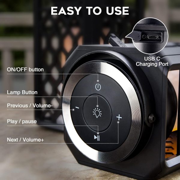 Outdoor Bluetooth Speakers, Led Flame Torch Lantern, Waterpr... - Image 6