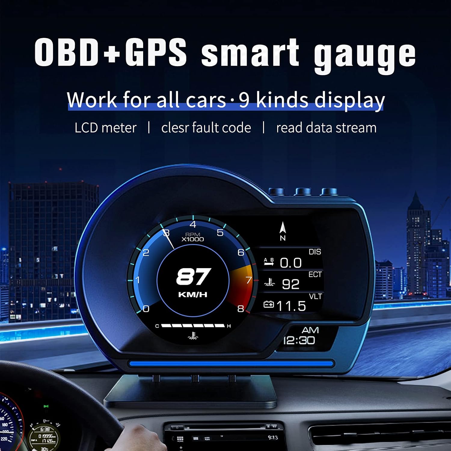 wiiyii Car HUD Head Up Display P6, OBD+GPS Smart Gauge, Work…