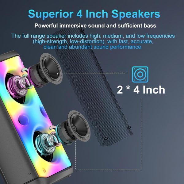 TAMPROAD Bluetooth Speaker, 80W Peak Wireless TWS Portable O... - Image 2