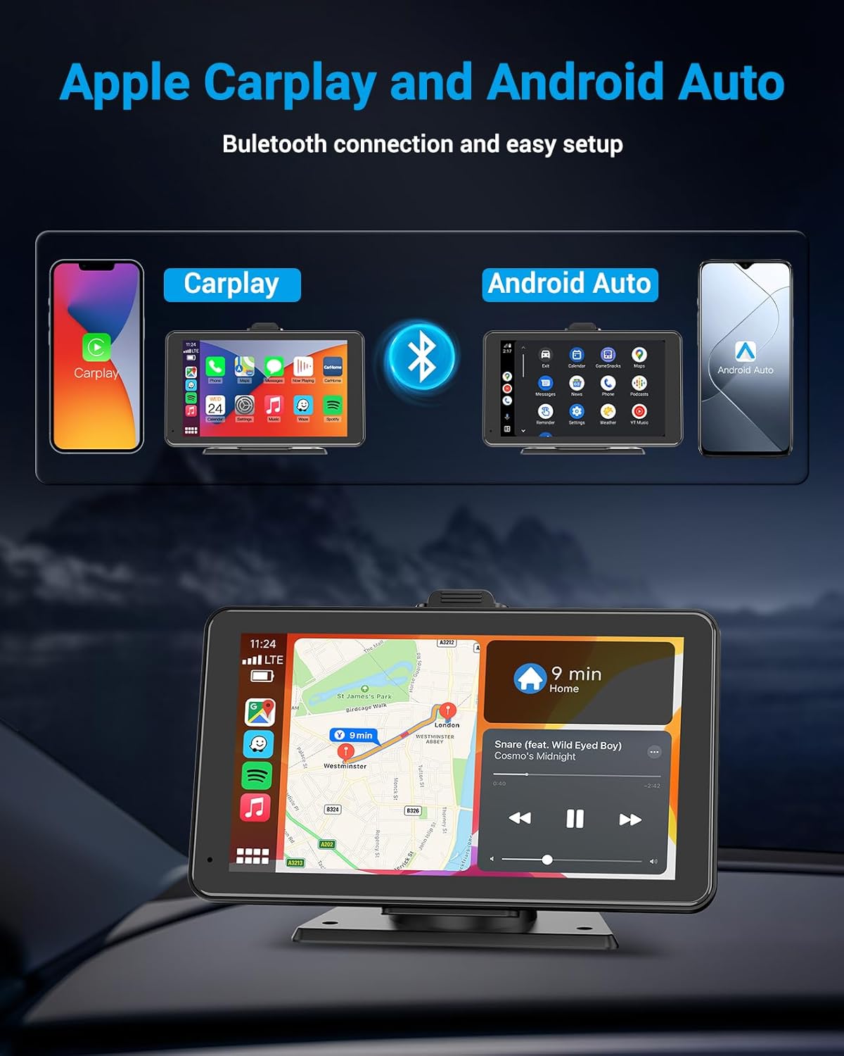 2024 Texpot Car Stereo With Apple CarPlay Android Auto, 7″ H…