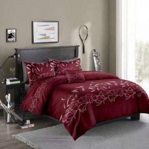 Feelyou Wine Red Duvet Cover Set King Size Luxury European F...