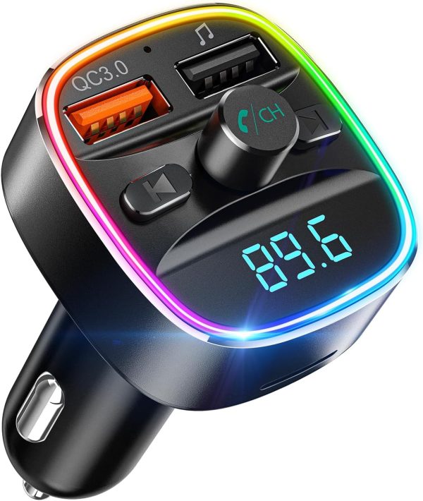 Nulaxy Bluetooth FM Transmitter for Car, Upgraded QC3.0 & 5V...