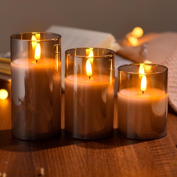 Glass Battery Operated LED Flameless Candles with Remote and... - Image 4