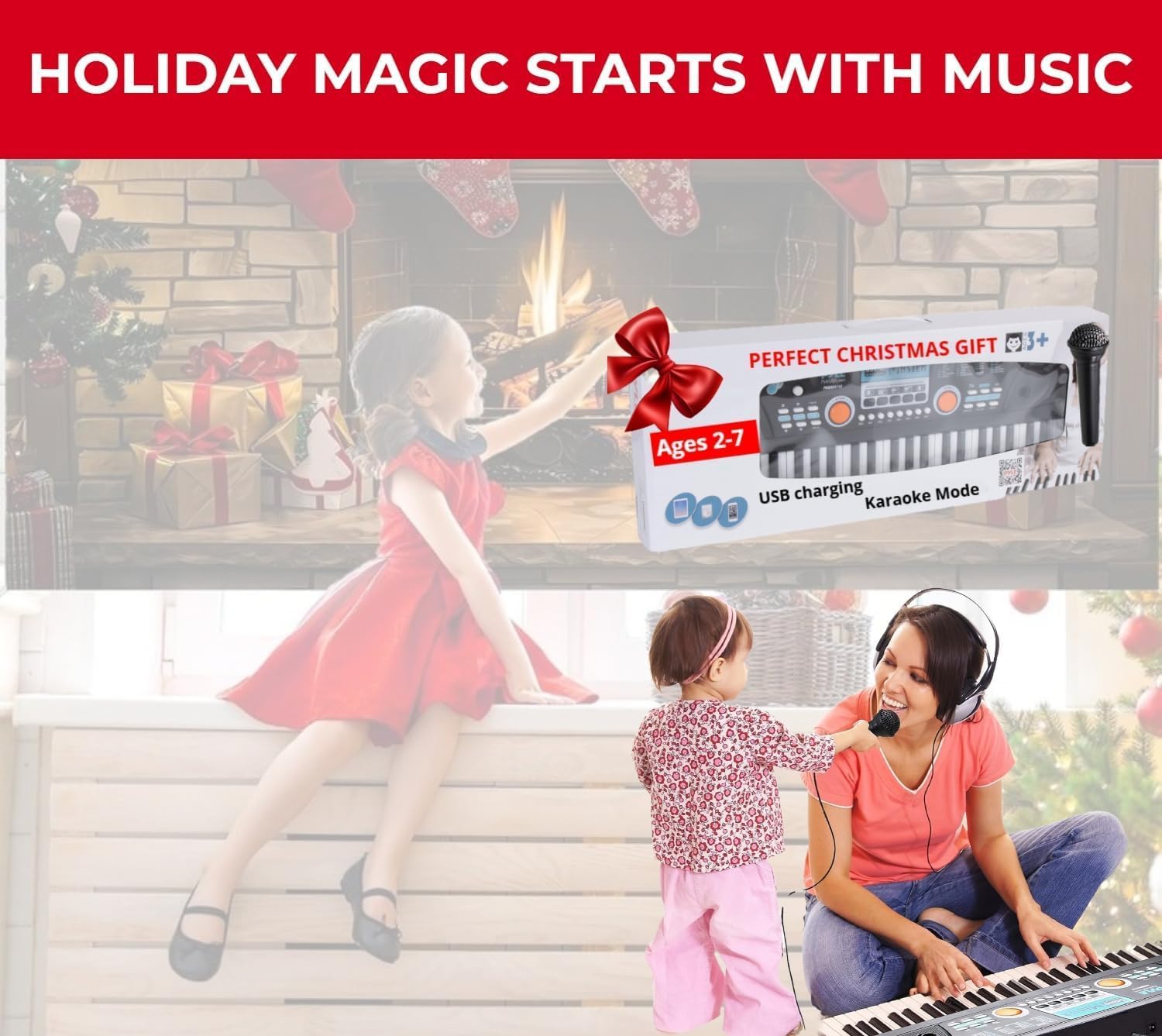 PYLE Kids Piano – Digital Keyboard for Kids, 61 Keys w/ Micr…