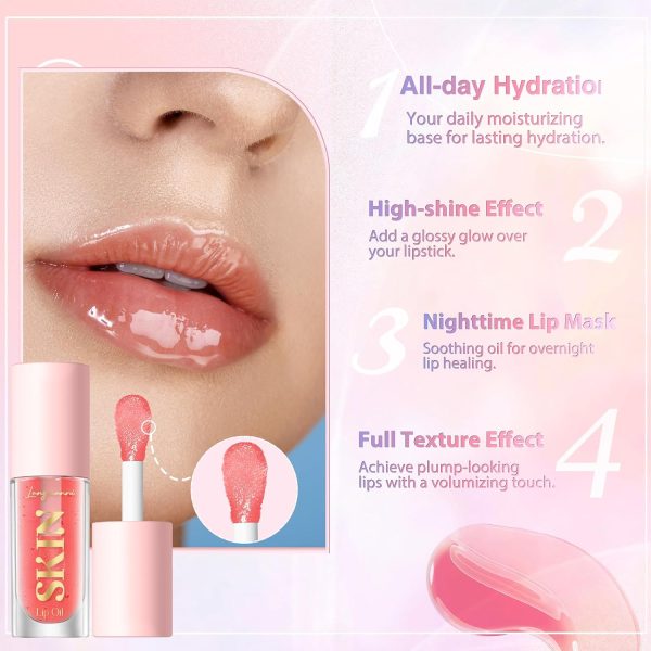 LANGMANNI Moisturizing Lip Oil,No-Sticky Lip Gloss Lip Balm ... - Image 4