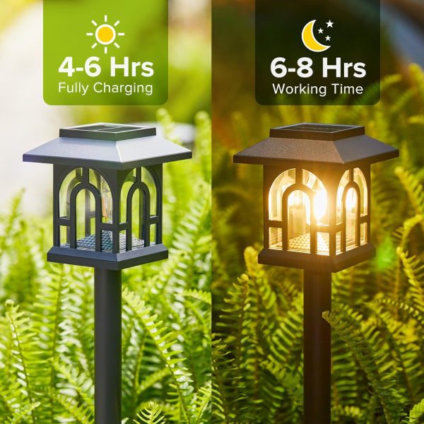 KOOPER Solar Pathway Lights Outdoor, 8 Pack Retro Solar Land... - Image 4