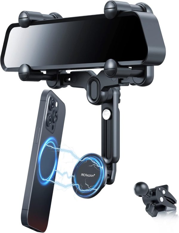 PROfezzion Rearview Mirror & Vent Clip Magnetic Phone Holder...