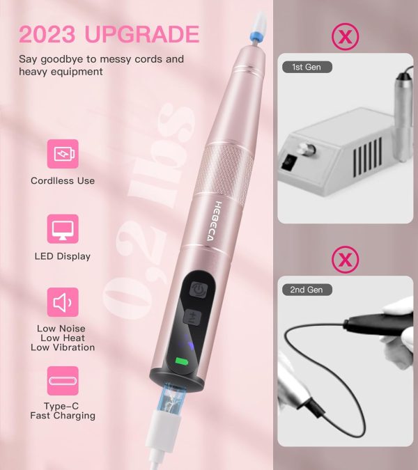 HEBECA Cordless Nail Drill Set - Professional Electric Nail ... - Image 2