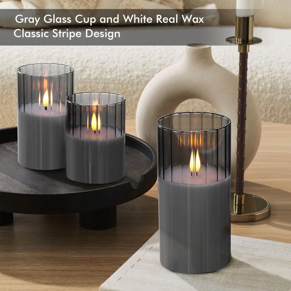 Rhytsing Smoked Ribbed Glass Battery Operated LED Candles wi... - Image 4