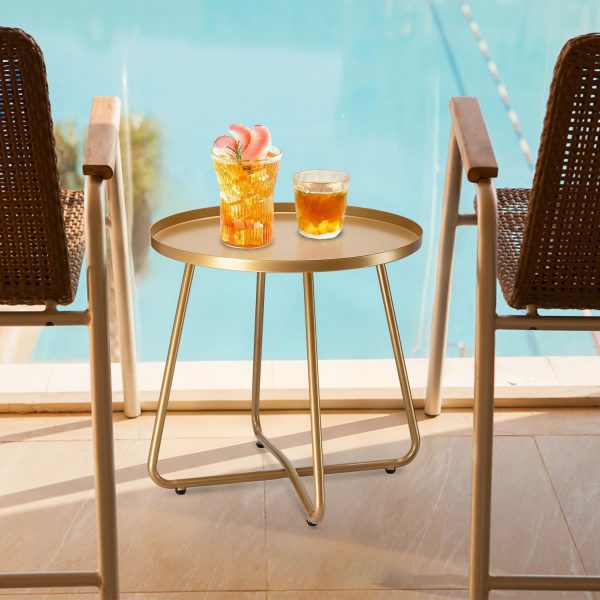danpinera Outdoor Side Tables, Weather Resistant Steel Patio... - Image 2