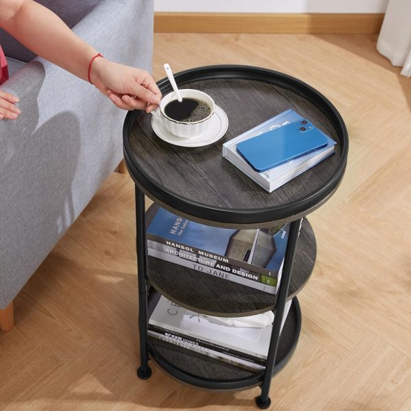Dulcii Industrial Round End Table, 3 Tiers Round Side Table ... - Image 2
