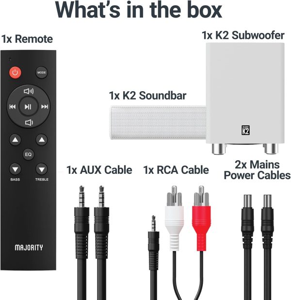 Majority K2 Sound Bar with Subwoofer | 150W Powerful Stereo ... - Image 5