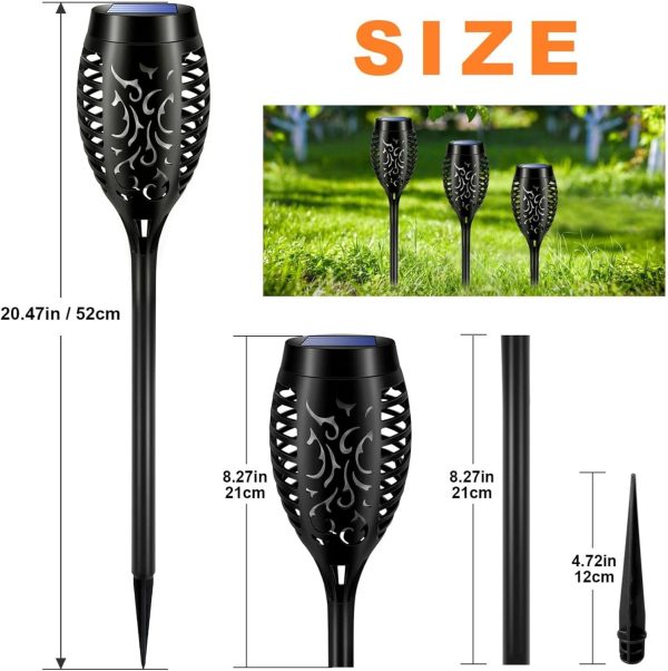 iBaycon 8 Pack Solar Torch Flame Lights, Waterproof Outdoor ... - Image 2