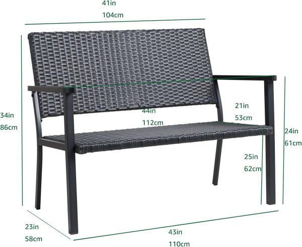 C-Hopetree Outdoor Loveseat Bench Chair for Outside Patio Po... - Image 3