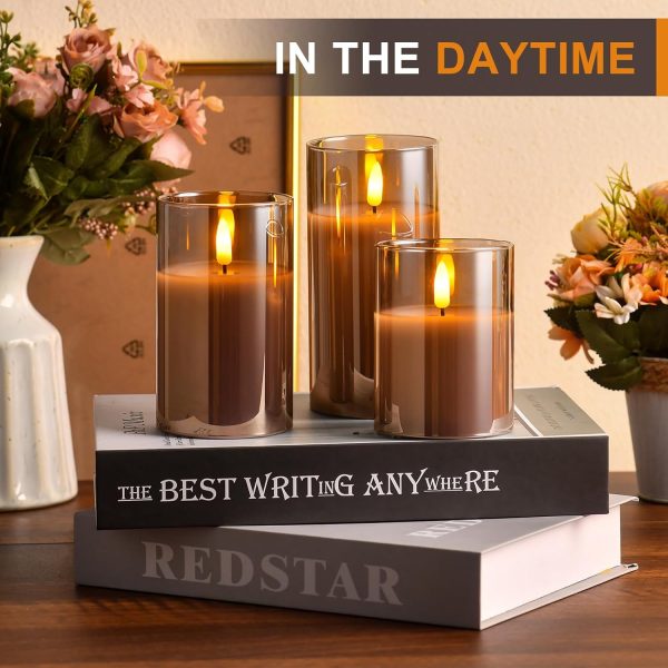 Glass Battery Operated LED Flameless Candles with Remote and... - Image 2