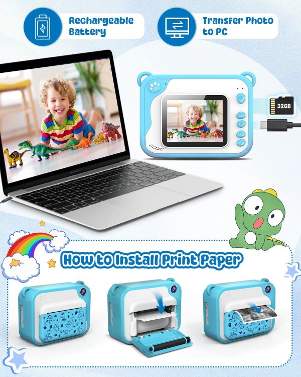 Usteetic Kids Camera Instant Print 1080p Instant Camera for ... - Image 7