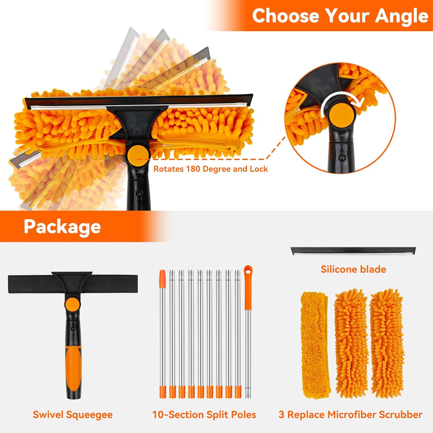 Window Cleaning Tools Window Squeegee: 2 in 1 Double-Sided P…