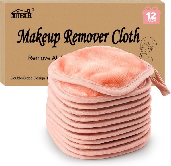 HOMEXCEL Makeup Remover Cloth 12 Pack,Reusable Makeup Remove...
