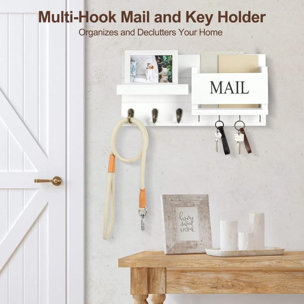 Lwenki Mail Organizer for Wall Mount – Key Holder with Shelf... - Image 4