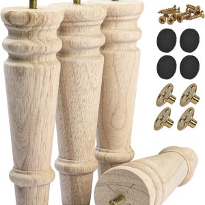 TCHOSUZ 8 inch / 20cm Wooden Furniture Legs, Pack of 4 Unfin...
