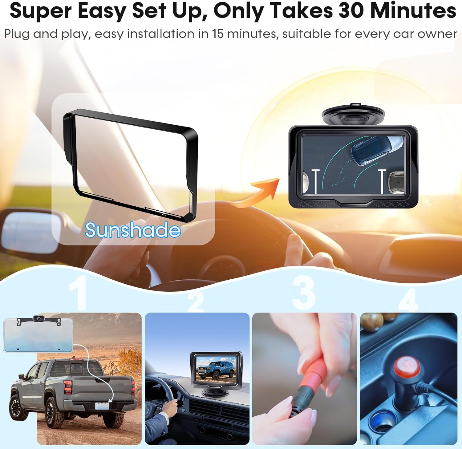 Backup Camera Easy Setup Plug-Play: HD 1080P No-Delay Waterp…