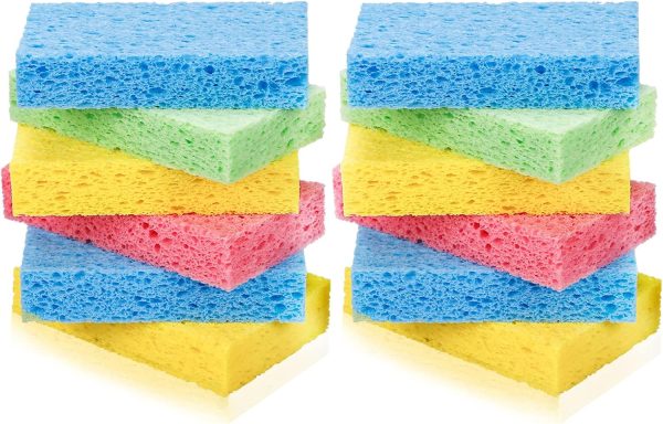 Temede 12-Count Cellulose Sponges, Non-Scratch Kitchen Spong...