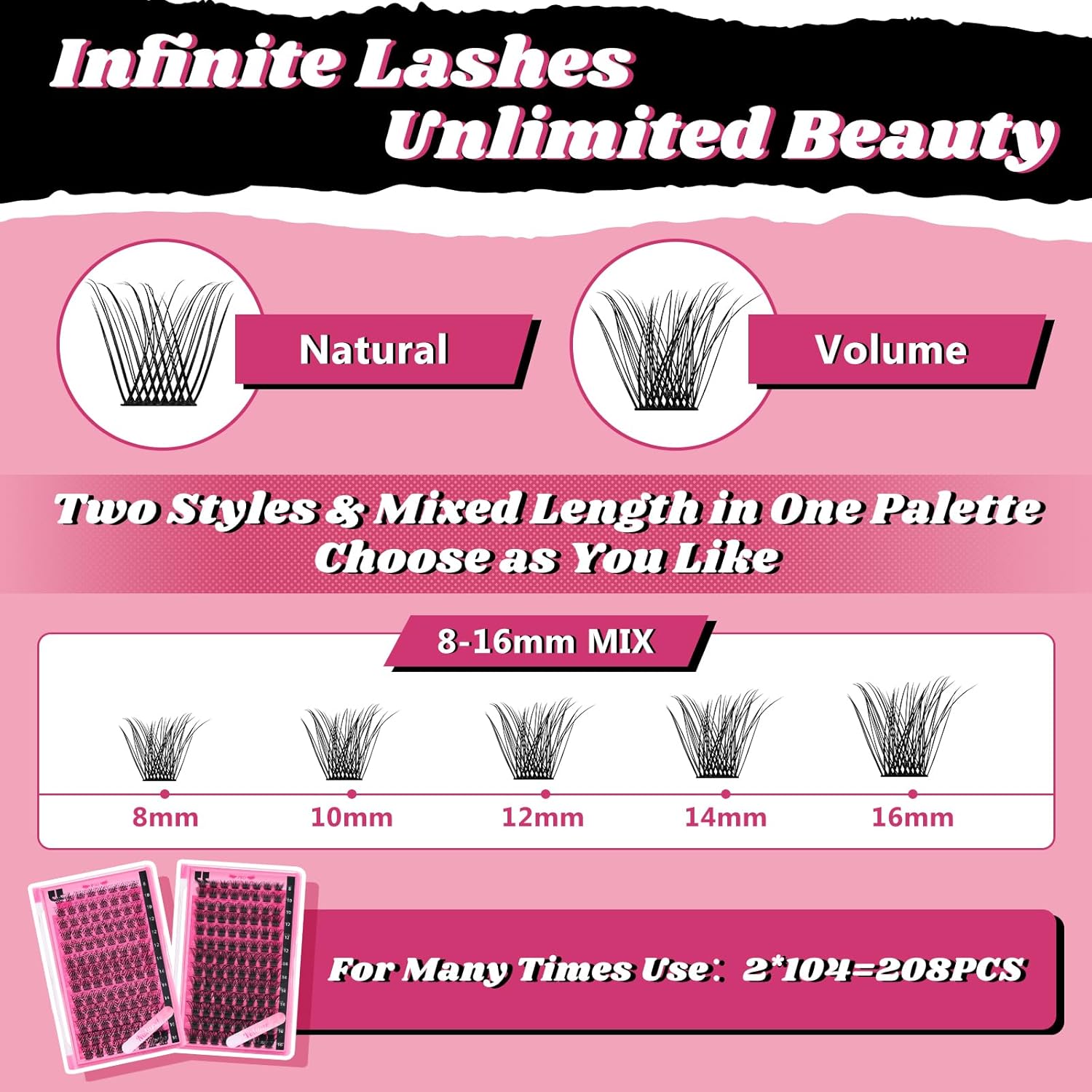 DIY Lash Extension Kit Cluster Lashes Kit with 208 Pcs Lash …