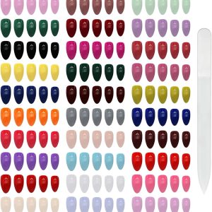 720 Pcs Stiletto Press on Nails 30 Differernt Glossy Solid C...