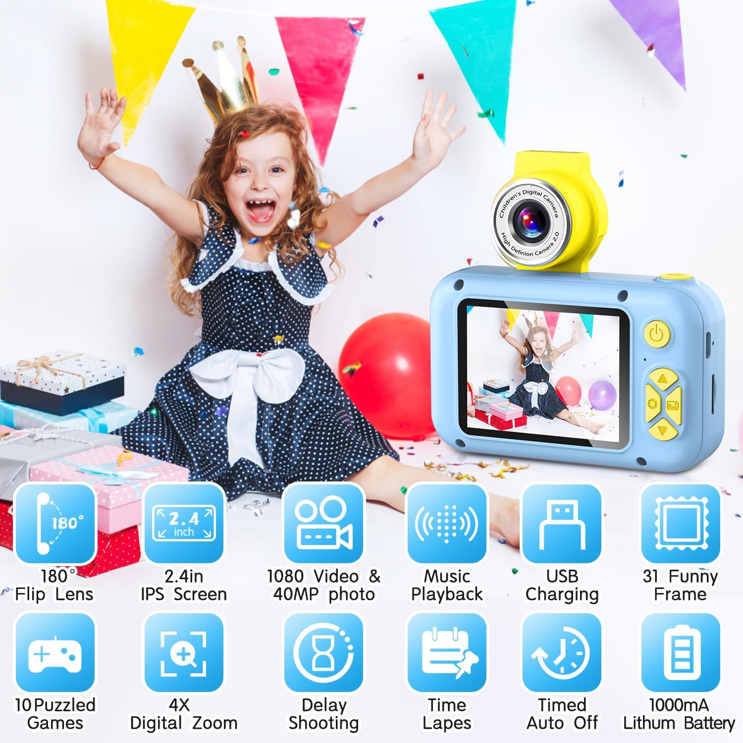 ARNSSIEN Kids Camera Toy for 3 4 5 6 7 8 9 10 11 12 year old…