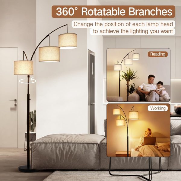 OUTON Arc Floor Lamps for Living Room, Modern Dimmable Stand... - Image 3