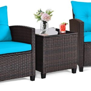 ORALNER 3 Pieces Wicker Patio Furniture Set, Outdoor Convers...
