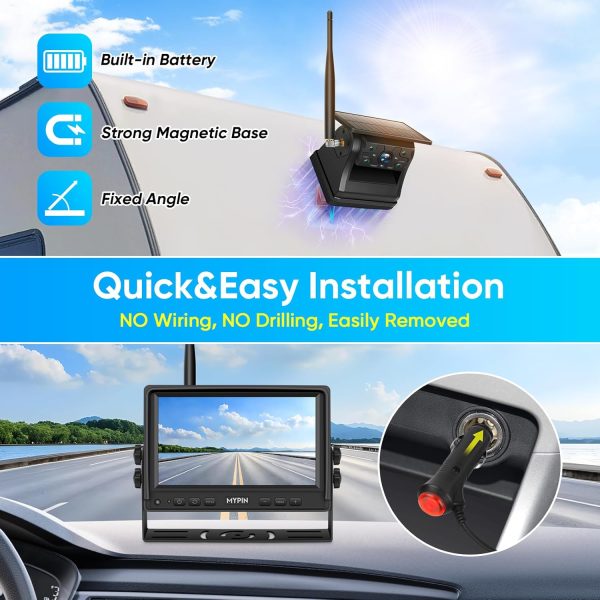 Solar Wireless Magnetic Backup Camera, 9900mAh Battery Power... - Image 5