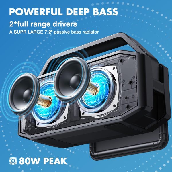 Bluetooth Speaker Wireless Portable, W-KING 80W PEAK Haut Pa... - Image 2