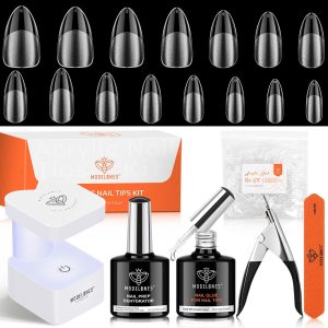 modelones Gel Nail Kit, 500Pcs Soft Gel Nail Tips Medium Alm...