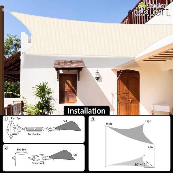 Garden EXPERT 8'x10' Sun Shade Sail Rectangle Canopy Shade C... - Image 6