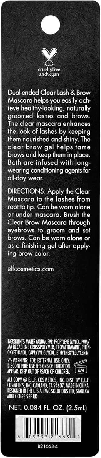 e.l.f. Clear Brow & Lash Mascara | Dual-Sided Clear Gel | Co…