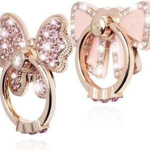 WATACHE 2 Pack Luxury Glitter Diamond Universal Metal Finger...