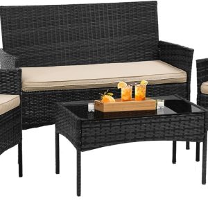BestOffice Patio Furniture 4 Pieces Outdoor Indoor Use Ratta...