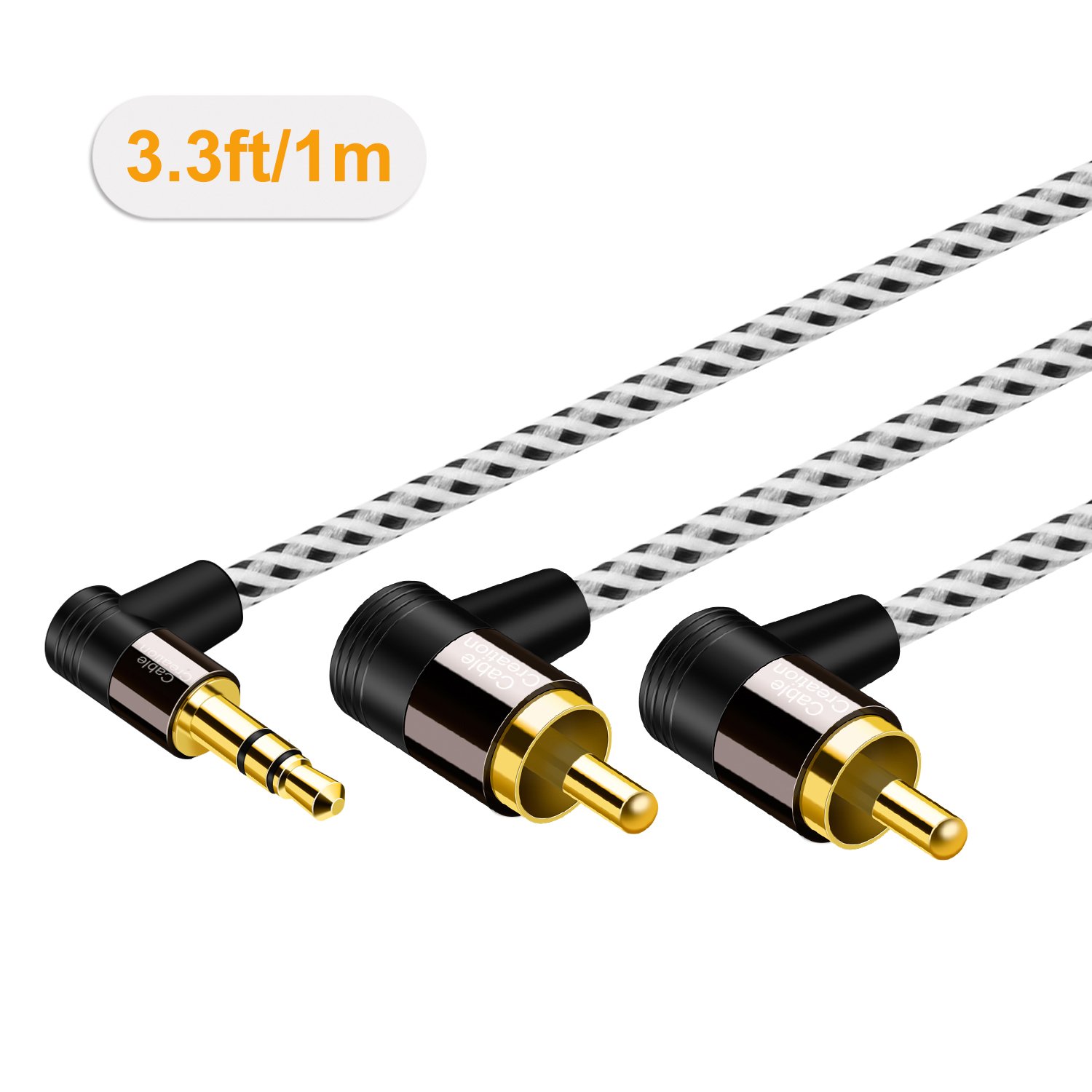 3.5mm to RCA,CableCreation Angle 3.5mm Male to 2RCA Male Aux…