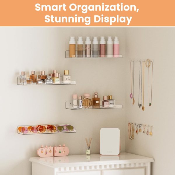 upsimples Clear Acrylic Shelves for Storage, 15" Floating Sh... - Image 4