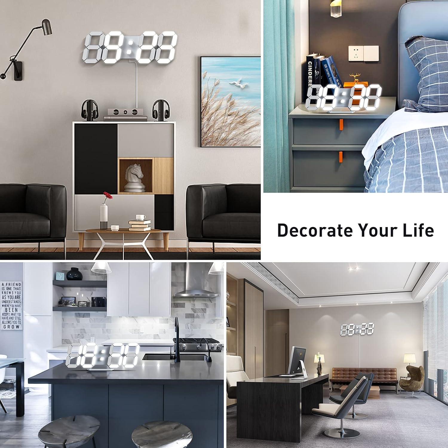 EDUP Home 3D LED Digital Wall Clock, Large Display Table/Des…