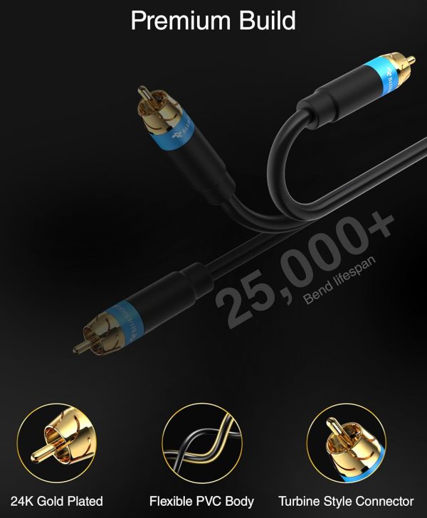 BlueRigger RCA Audio Subwoofer Cable (35FT, Dual Shielded, G... - Image 3
