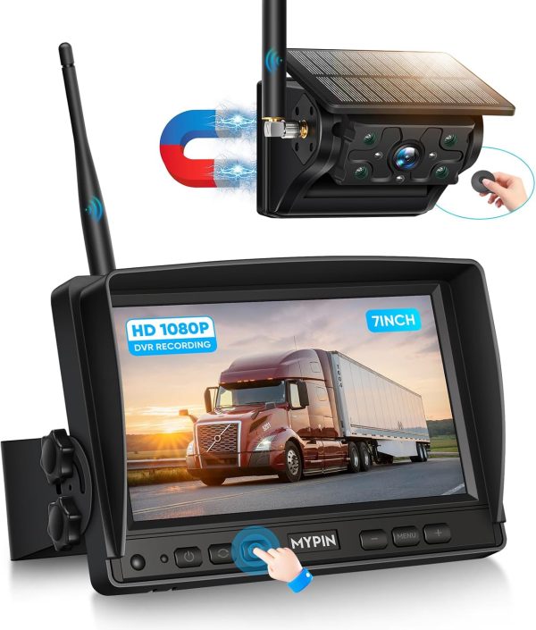 Solar Wireless Magnetic Backup Camera, 9900mAh Battery Power...