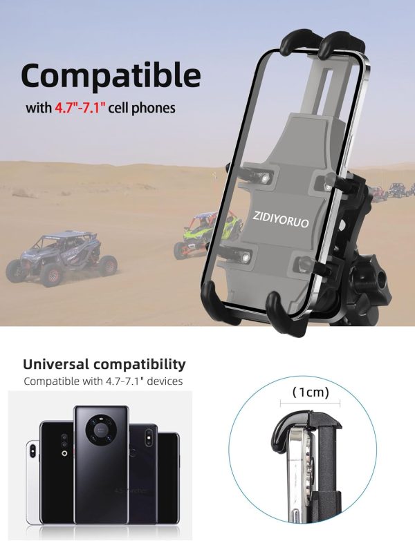 ZIDIYORUO Anti-Vibration UTV Phone Mount, Heavy Duty Full Pr... - Image 5