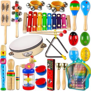 LOOIKOOS Toddler Musical Instruments,Wooden Percussion Instr...
