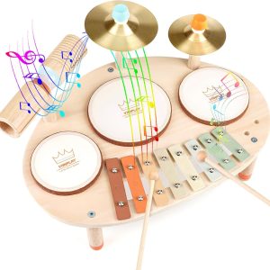 Kids Drum Set - 9-in-1 Musical Toys with Drums & Xylophone, ...