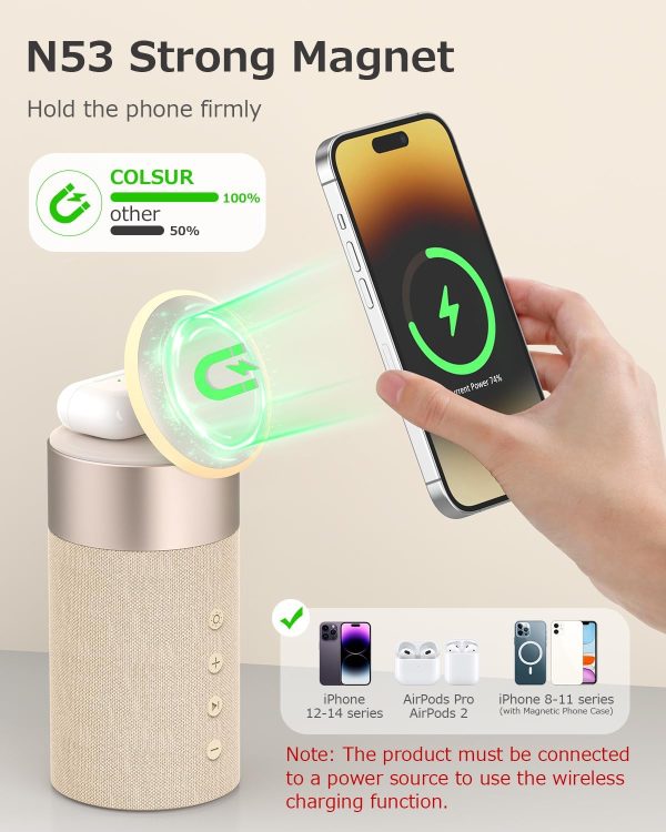 COLSUR Bluetooth Speaker, Magnetic Wireless Charger, Bluetoo... - Image 3